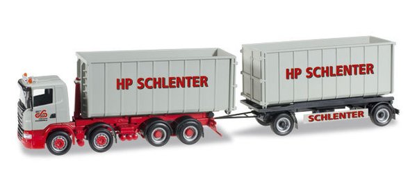 Herpa 305044 Scania R Abrollmulden-Hängerzug "Schlenter Aachen"