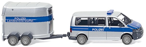 Wiking 030807 Spur H0 1/87 Polizei - VW T5 GP Multivan mit Pferdeanhänger