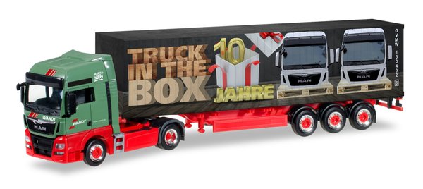 Herpa 306089 1/87 MAN TGX XXL Euro 6 Cont.-Sattelz. Wandt / 10 Jahre Truck in the box