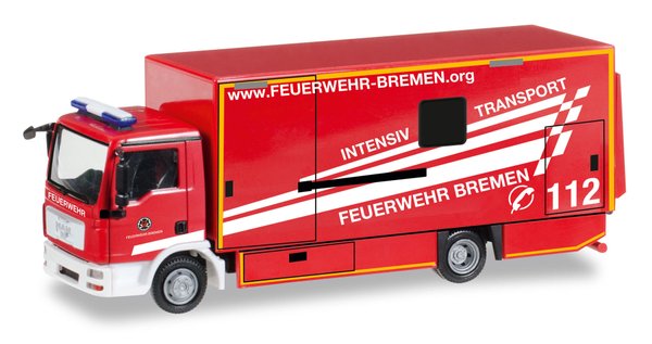 Herpa 092456 MAN TGL Koffer-LKW Intensivtransport "Feuerwehr Bremen"