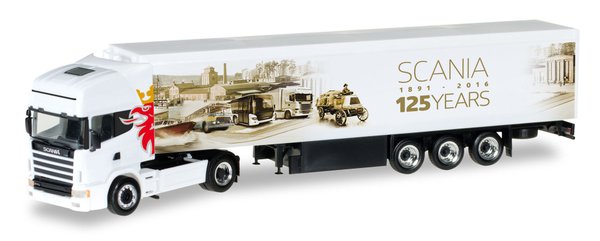 Herpa 306454 Spur H0 1/87  Scania 124 TL Schubboden-Sattelzug "125 Jahre Scania"