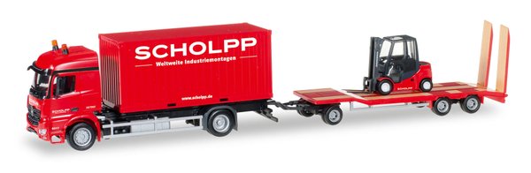 Herpa 306232 Mercedes-Benz Arocs Container-LKW mit TU3 und Gabelstapler "Scholpp"
