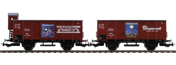 Piko 58368 Spur H0 2er Set Gedeckte Güterwagen G02 "Diamant" der DRG, Epoche II