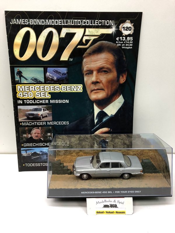 De Agostini #204 James Bond Modellauto Sammlung Nr. 120  Mercedes Benz 450 SEL