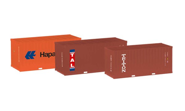 Herpa 076432-003 Spur H0 1/87 Container-Set 3x20 ft. "Hapag Lloyd / TAL / Triton"