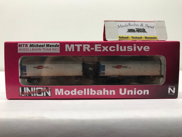 Modellbahn Union MU 36006-AW Spur N 1/160 Schiebeplanenwagen Set Cargo Austria gealtert
